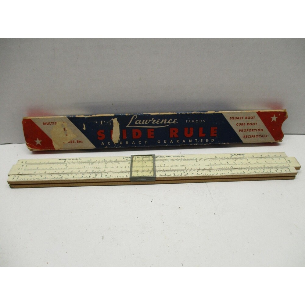 Lawrence Deluxe Slide Rule 10-B Made In The U.S.A with Box